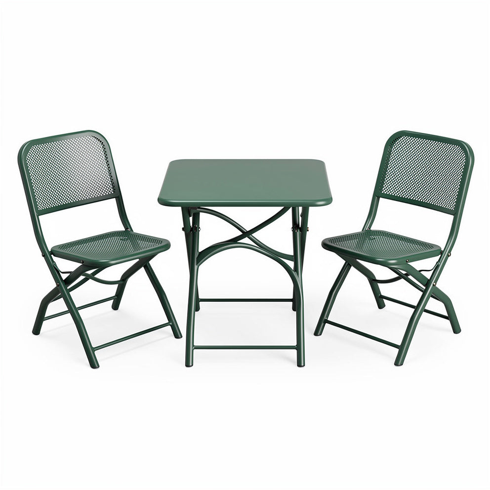**Compacte Groene Vouwset: Tafel en Stoelen voor Buiten**