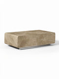 Marmeren salontafel met moderne metalen basis