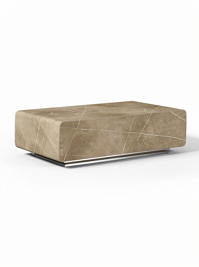 Marmeren salontafel met moderne metalen basis