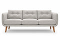 Moderne Grijze Bank met Houten Poten en Knopdetails