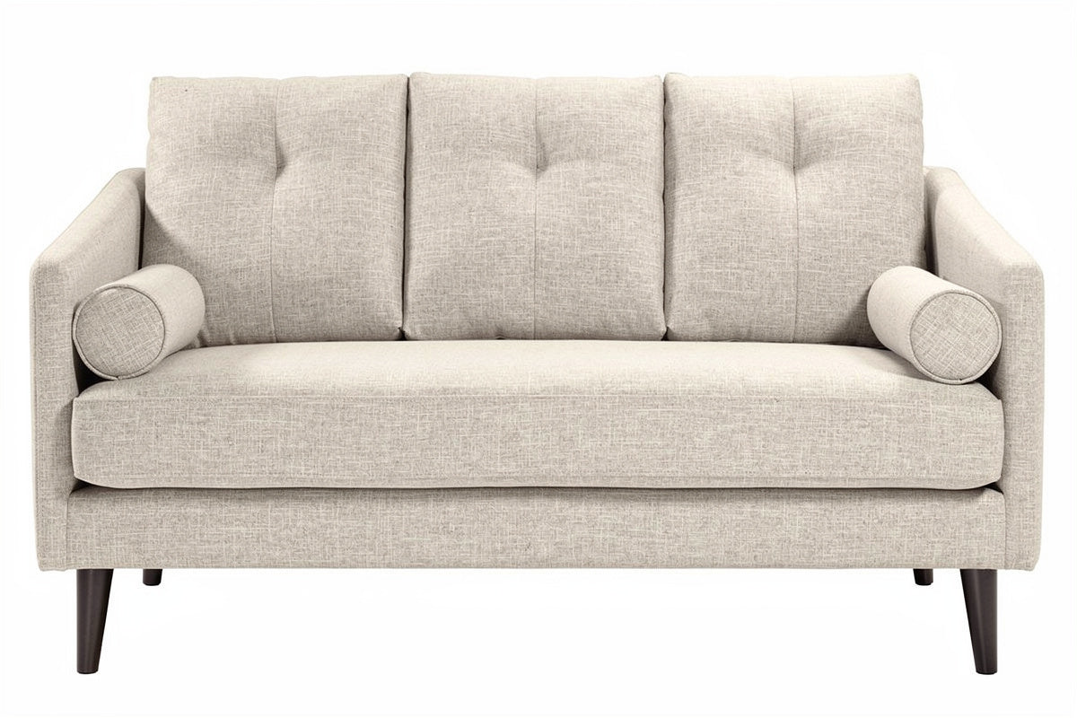 "Modern Luxe Tweed Bank met Kussens en Houten Poten"