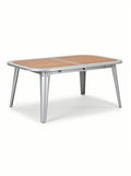Vouwbare Aluminium Tuin tafel met Houten Blad