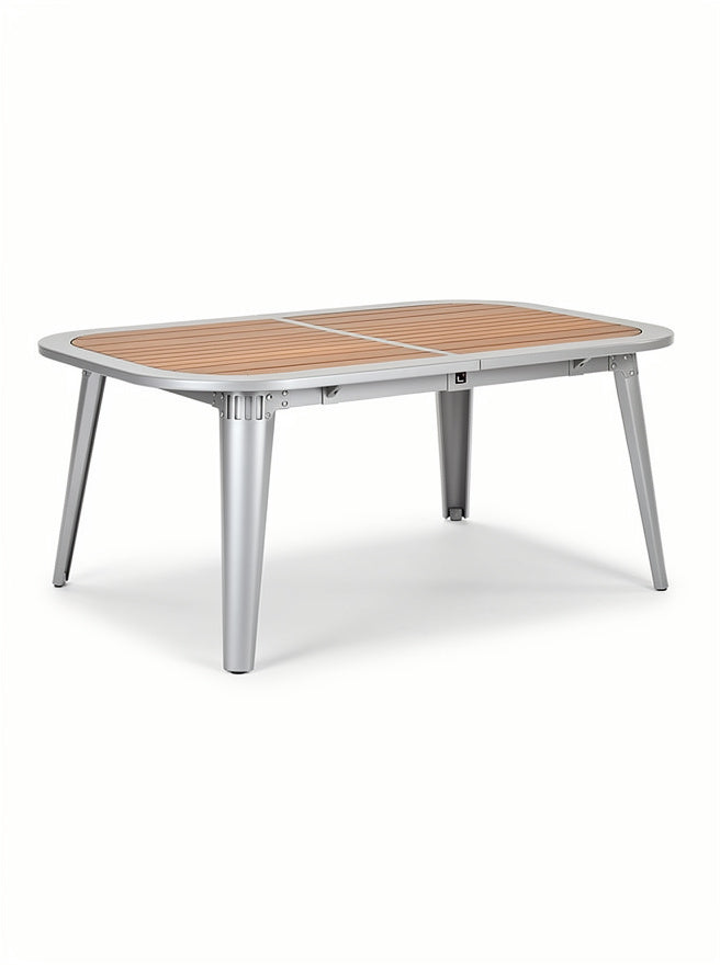 Vouwbare Aluminium Tuin tafel met Houten Blad